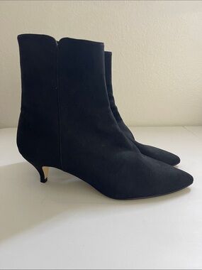 New Beyond Skin Black Kitten Heel Vegan Suede Zip Boots Size EU 42 US 10